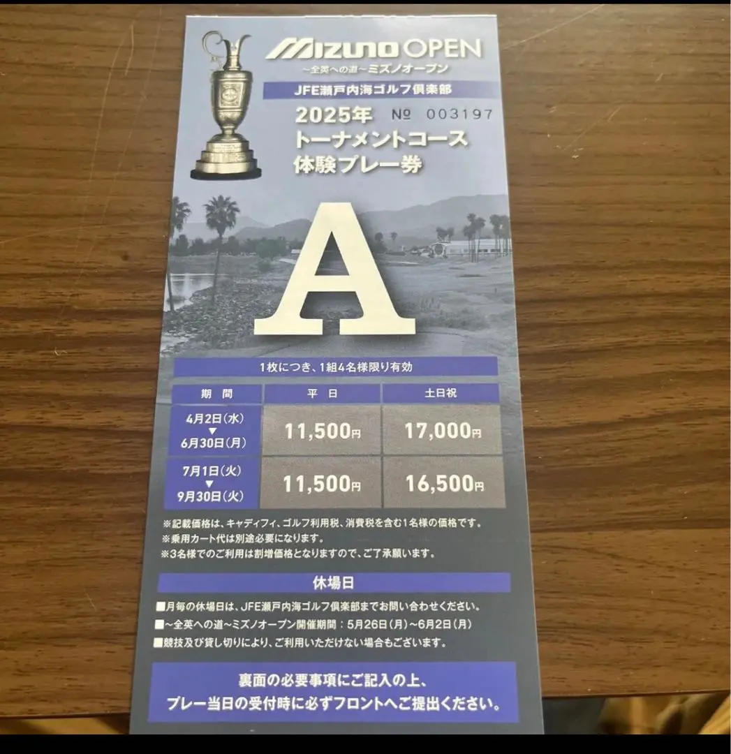MIZUNO OPEN ペアチケット MIZUNO OPEN ペアチケット （全英への道～ミズノオープン