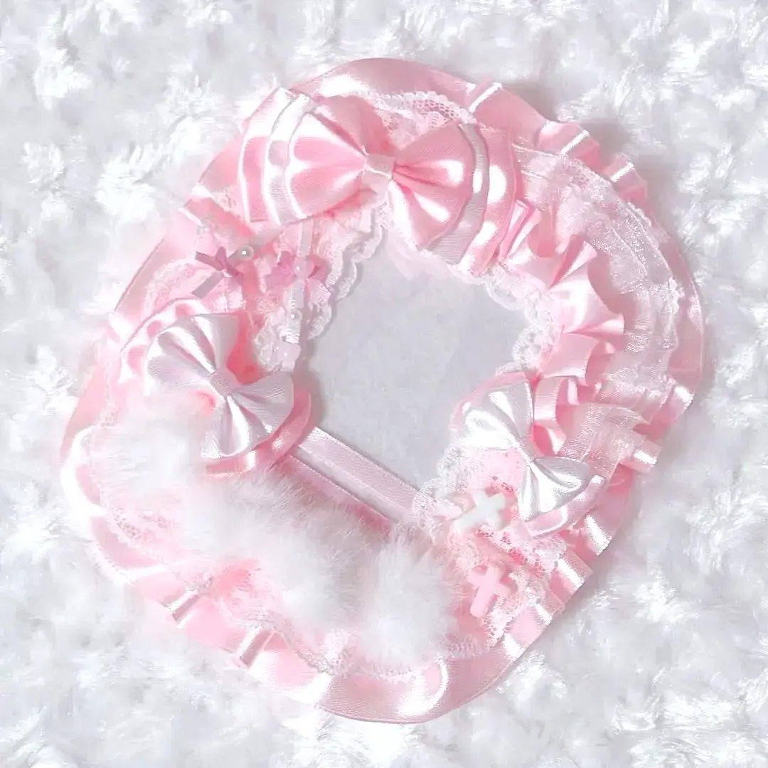 Thumbnail of [B8 Size] Hard Case Deco, Lace Deco, Ribbon Deco, Pink and White