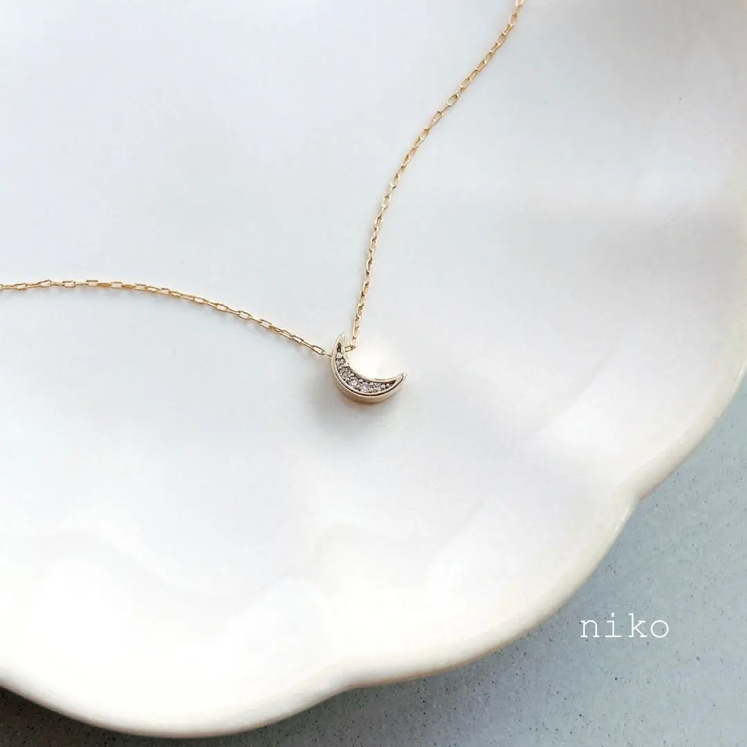 Thumbnail of 212 | Moon Zirconia Necklace Gold Accessory Pendant