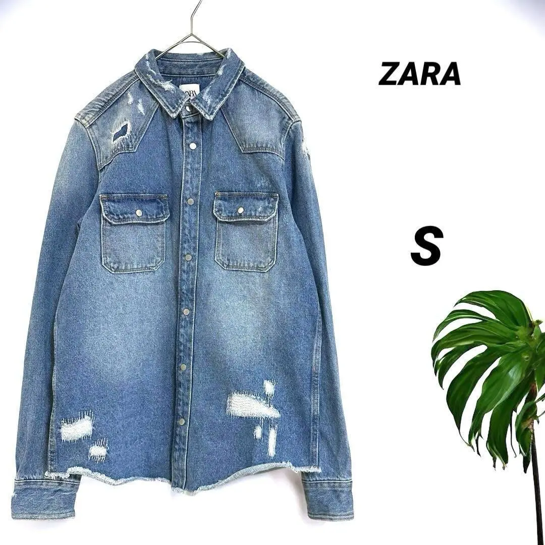 Thumbnail of Clean/Zara/Men's Denim Shirt/Jacket/Damage Crush Processing/Slightly Thick