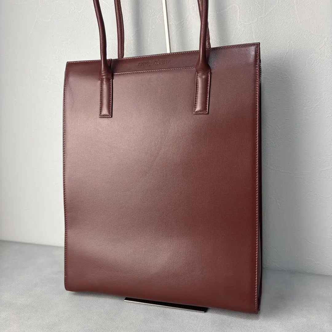 美品✨ANNE KLEIN 手提包 真皮 棕色 真皮壓紋Logo 的縮圖