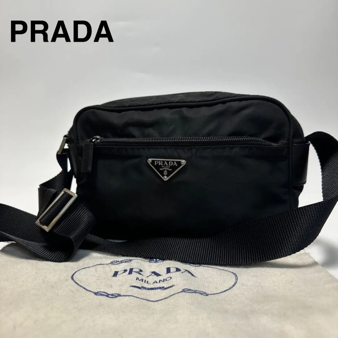 Thumbnail of u67 Prada Triangle Logo Nylon Black Camera Bag Shoulder Bag