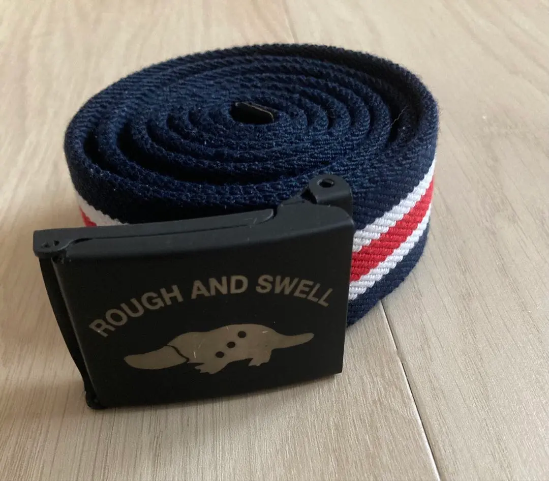 【最終値下げ】rough&amp;swell ベルト　NAVY×RED 新品 LOCAL WORKS 栃木レザー ベルト メンズ 40mm 本革 太い 一枚革