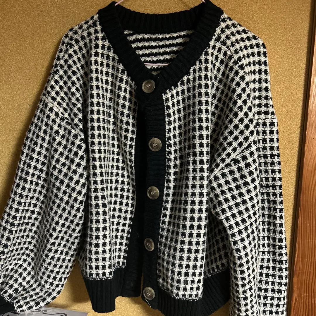 Thumbnail of Checkered knit cardigan