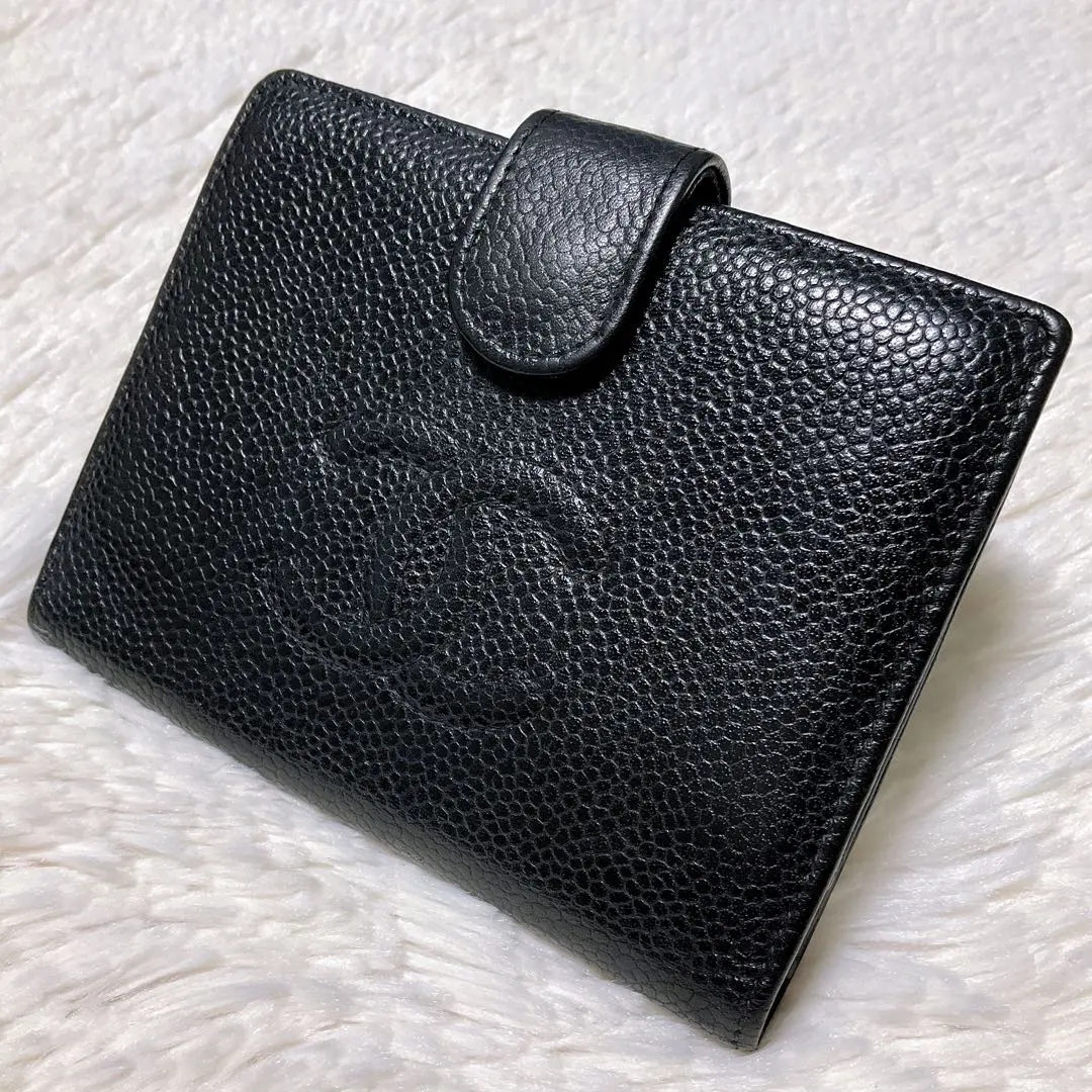 Thumbnail of Excellent condition ♡ CHANEL Chanel Caviar Skin Bi-fold Wallet Black Coco Mark