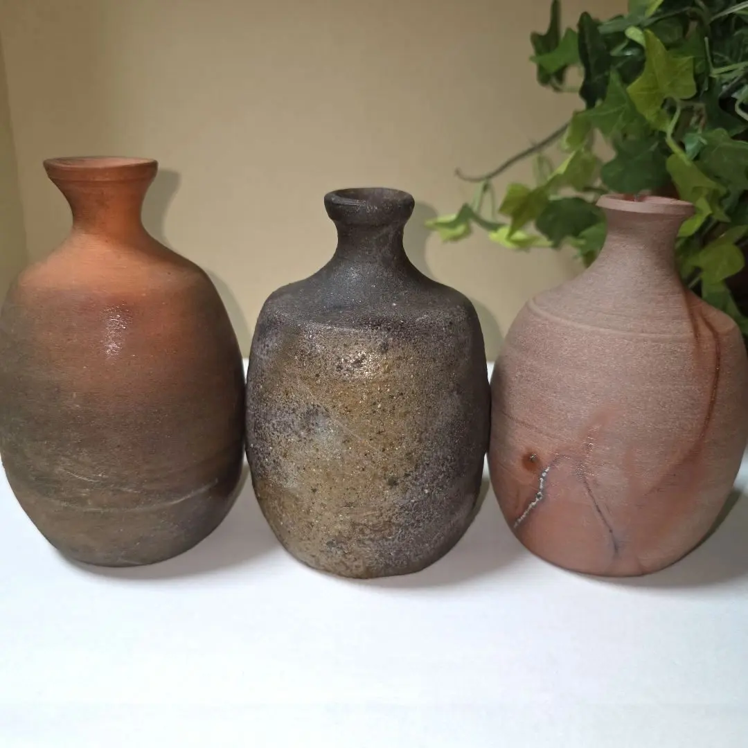 備前　西川政美　花入　茶道具 備前耳付花入 竹子窯 西川政美造 茶花 花入