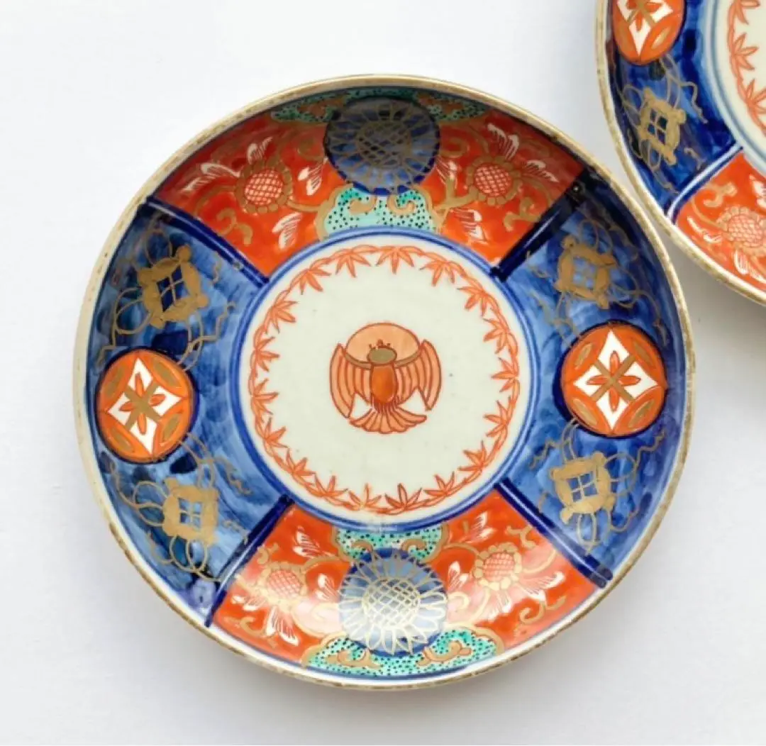 大聖寺伊万里金襴手花に福良雀の図膾皿5客B267AS-BGl
