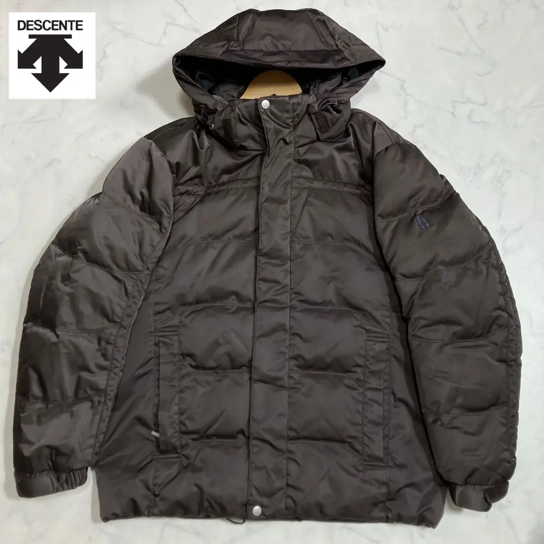 Thumbnail of DESCENTE Down Jacket Hooded Embroidered Logo Brown L Size