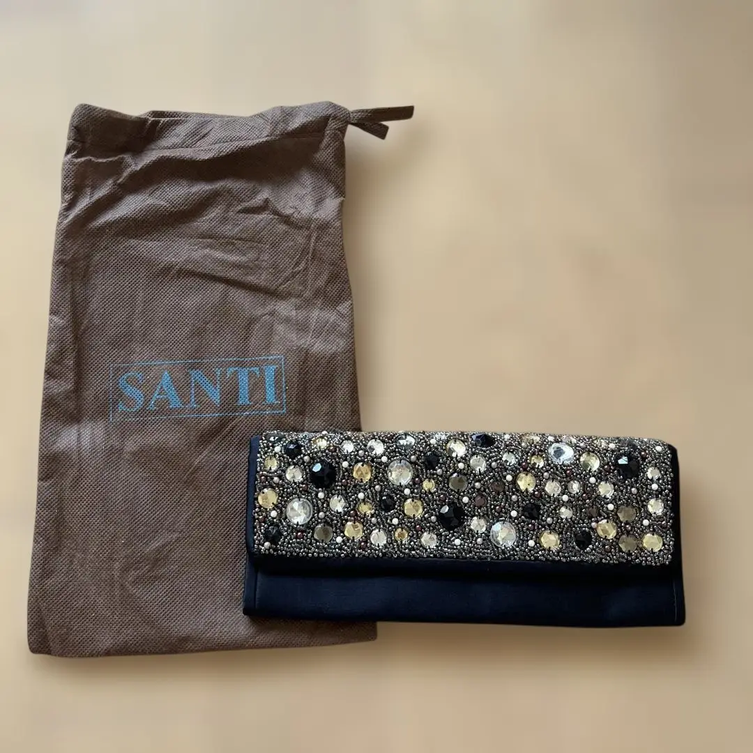 SANTI パーティーバッグ ビジュー付き　クラッチ　バッグ　美品　神崎恵 SANTI パーティーバッグ ビジュー付き クラッチ バッグ 美品