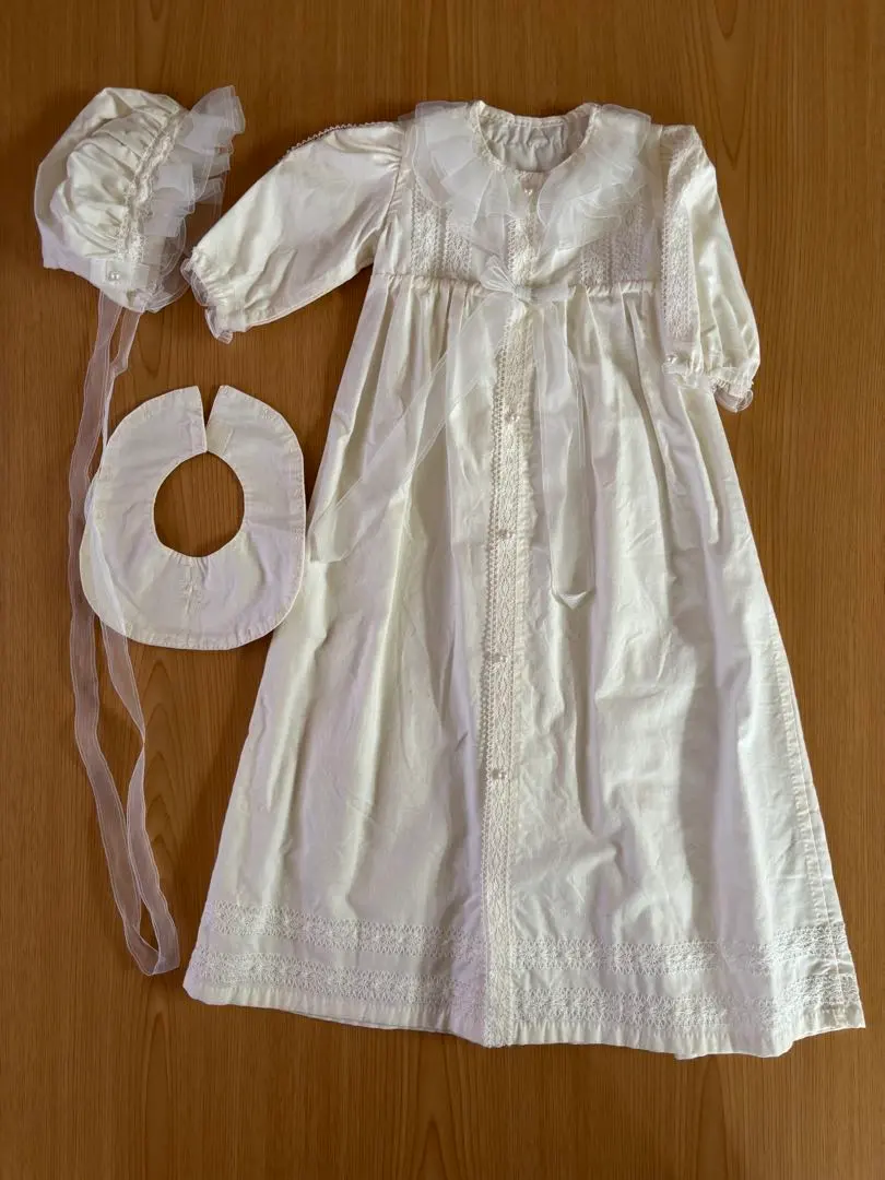 象牙白 禮服 帽子・圍兜附（手工製作）【瑕疵品】 的縮圖