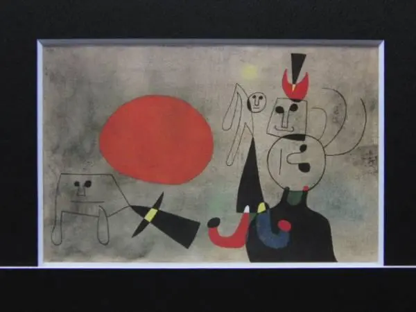 J・ミロ、赤い瞳のきらめきに、希少画集画、新品額・額装付