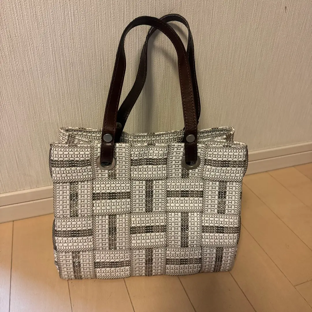 ALMA TONUTTI 托特包 白色/棕色 的縮圖