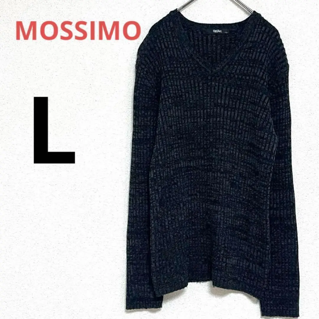Thumbnail of 【Mossimo】Charcoal Gray Chambray V-Neck Ribbed Sweater