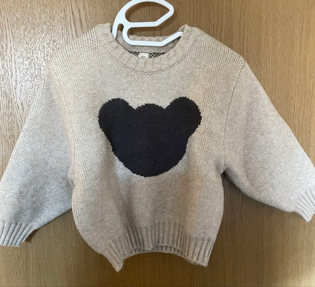 米色 熊圖案 針織毛衣 80 的縮圖