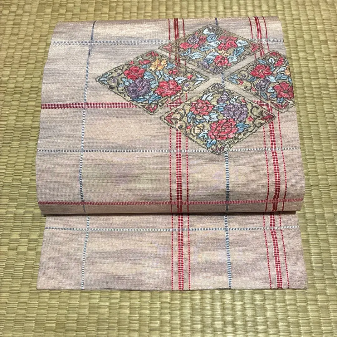 名古屋帶 花卉刺繡 粉色系 的縮圖