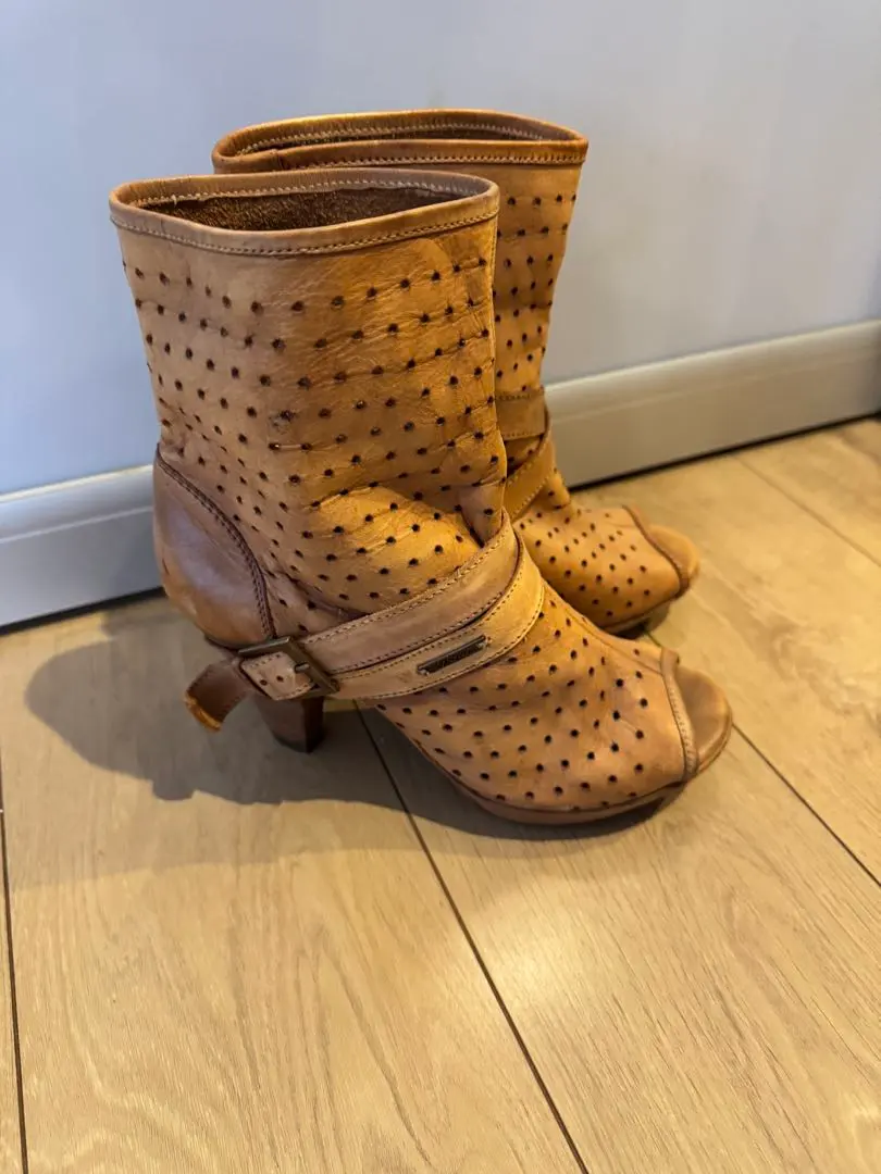 Thumbnail of DIESEL open-toe boots in beige with a perforated design. I've worn them a few times.