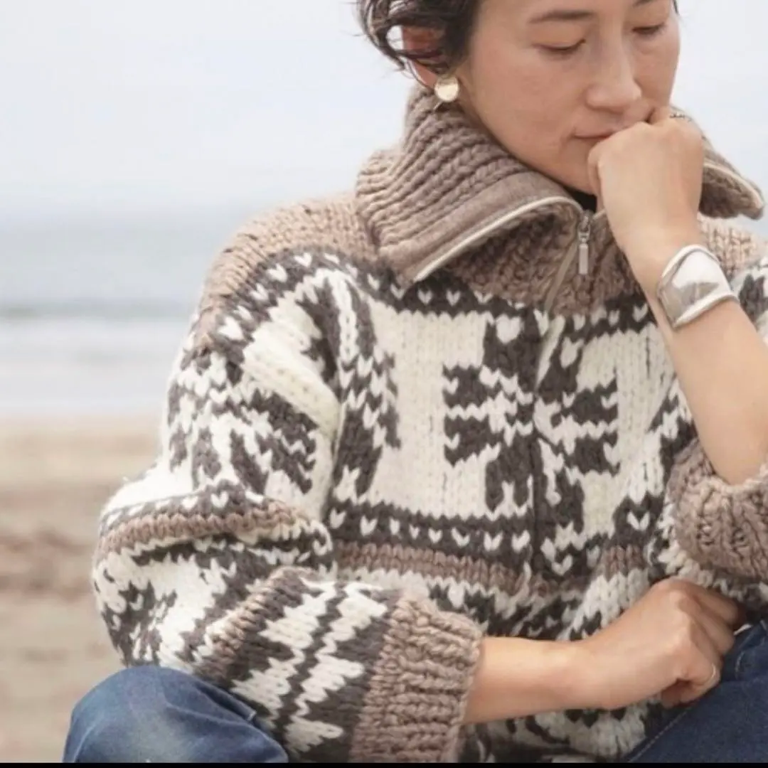 美品 GLASSY SEA グラッシーシー ケーブルハンドニットカーディガン 美品 GLASSY SEA グラッシーシー ケーブルハンドニットカーディガン