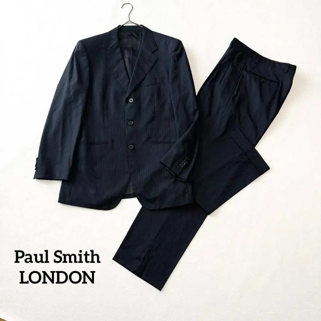 Thumbnail of Paul Smith London Loro Piana Wool Stripe Suit Black, Size M Equivalent