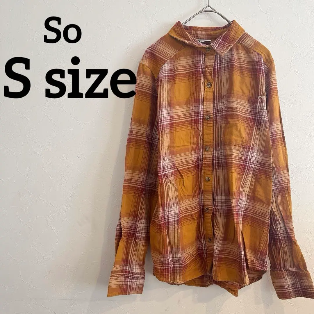 Thumbnail of So 【S】Long sleeve shirt check pattern autumn colors vintage orange brown