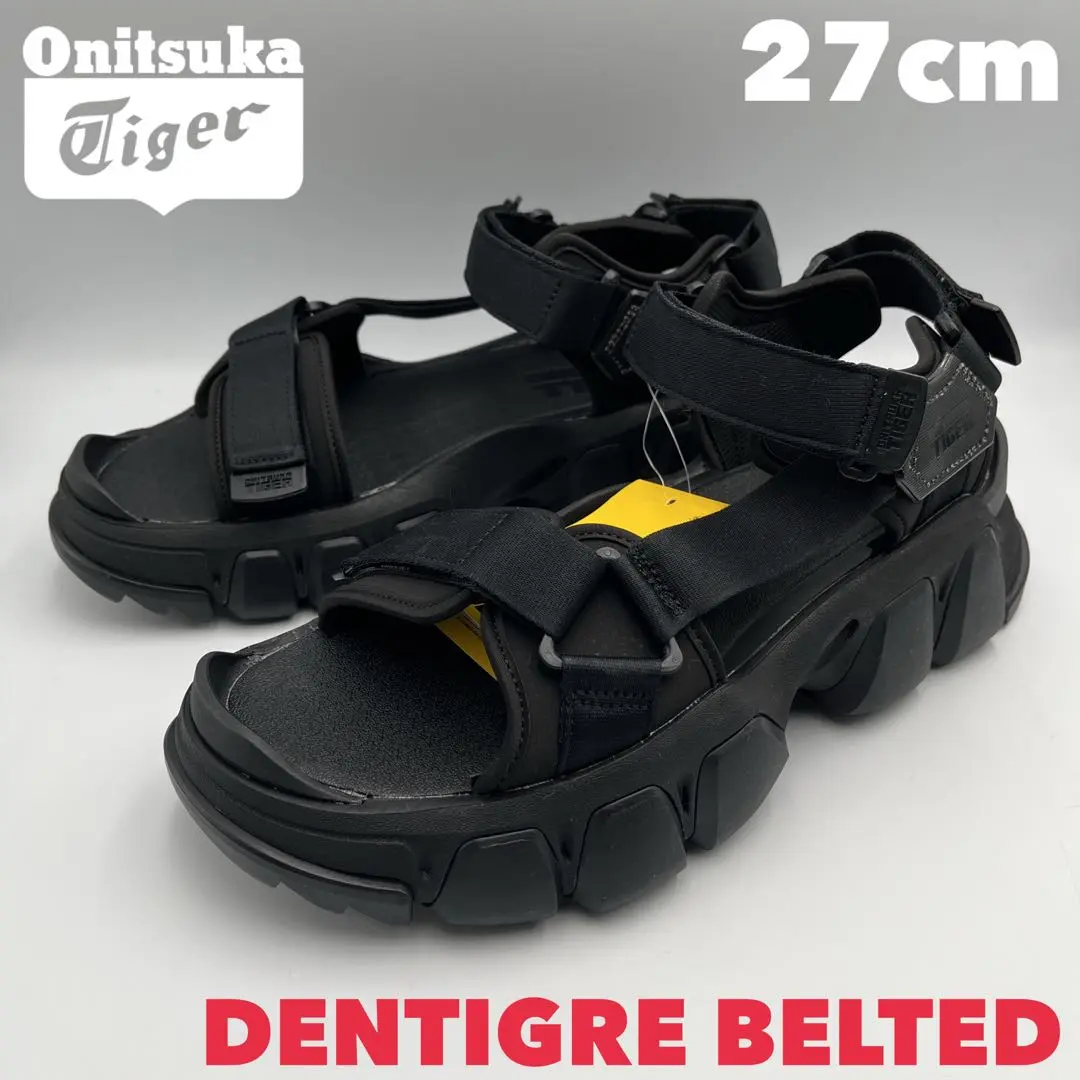 美品 オニツカタイガー デンティグレ ベルテッド 27cm ストラップ ブラック ONITSUKA TIGER YELLOW COLLECTION サンダル 「ONITSUKA
