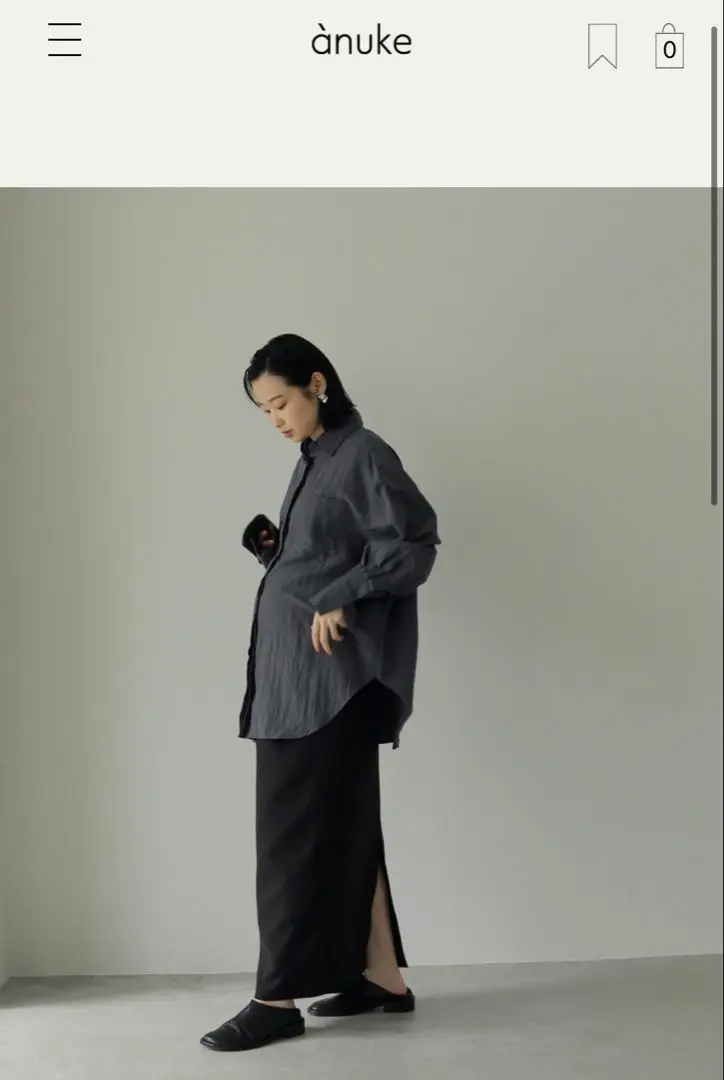 マタニティ ブラック ワイドパンツ Reha anuke anuke(アンヌーク) Reha. Tuck Wide Pants ☆25秋冬 25秋冬