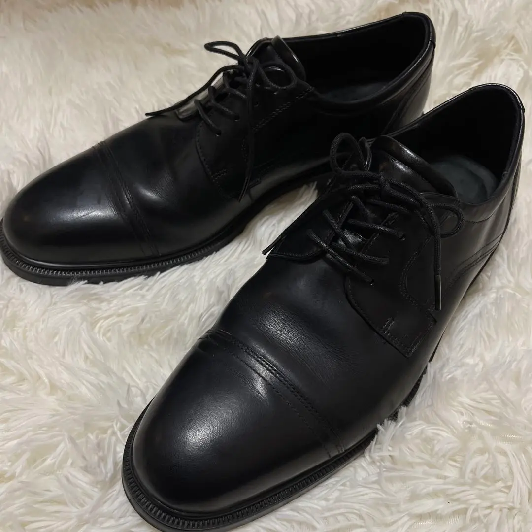 【良品】ECCO エコー 本革 プレーントゥ BLACK〈定価23,100円〉 エコー ECCO ECCO エス ライト ハイブリット 本革 メンズ ドレス