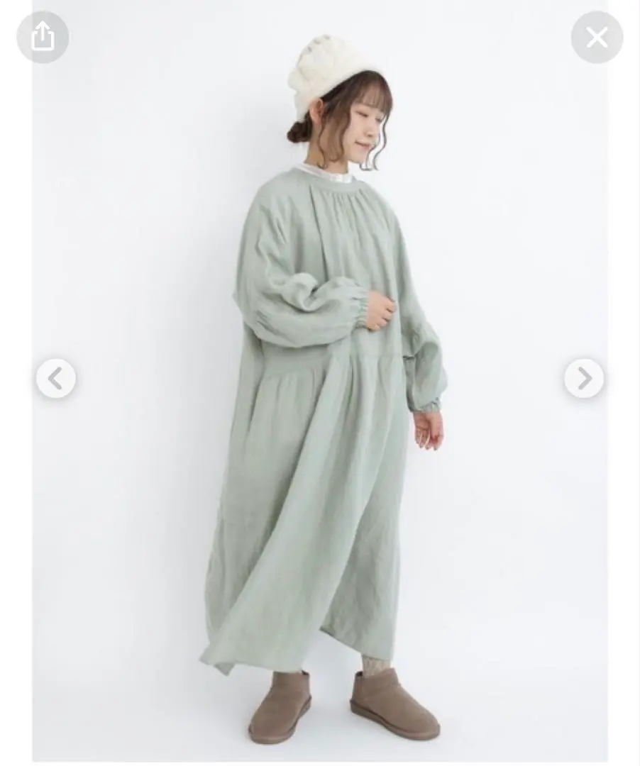 Thumbnail of Samansa Mos2 2-Way Front/Back Wear Sleeve Volume Linen Dress