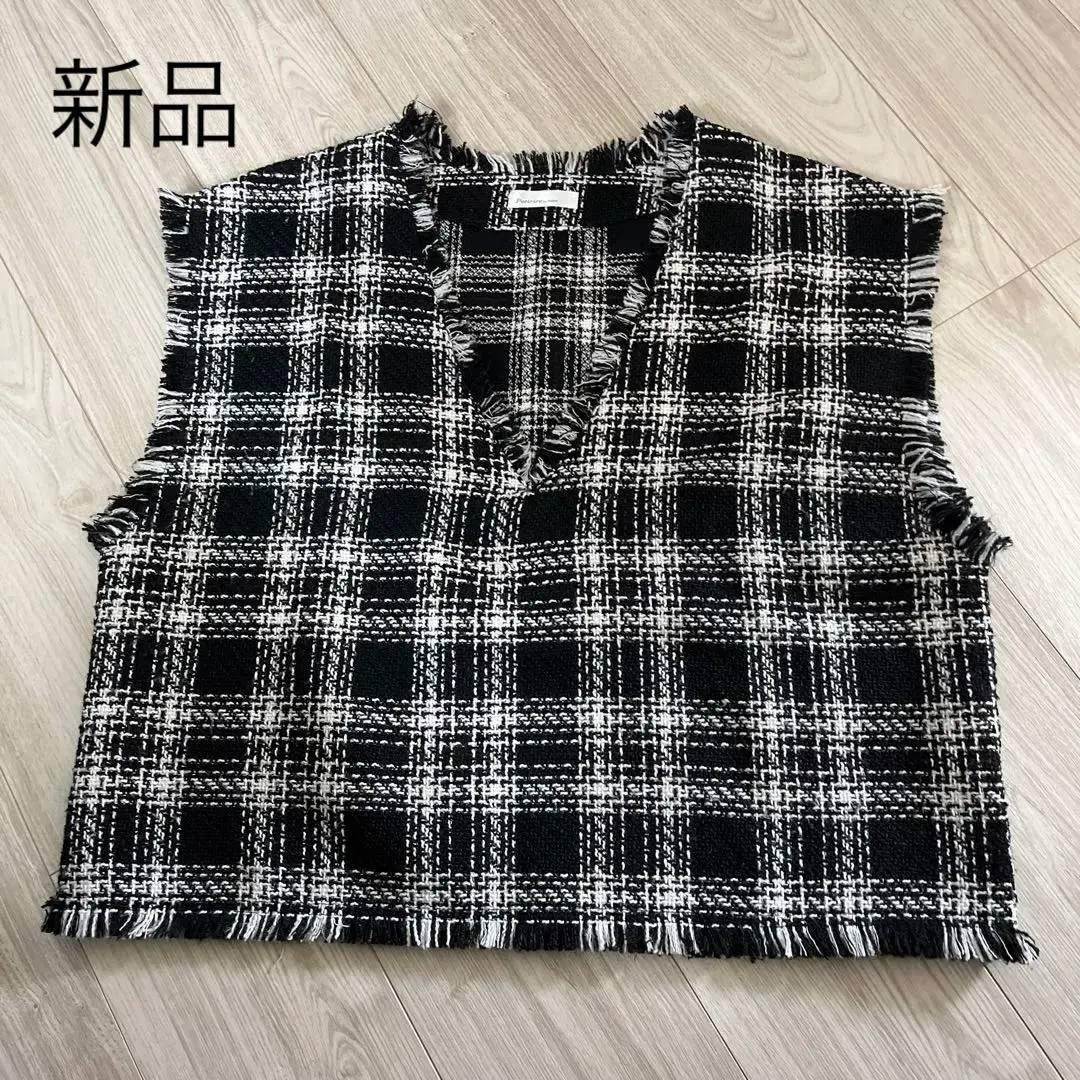 Thumbnail of New Tweed Vest, Black and White, XL, Shimamura