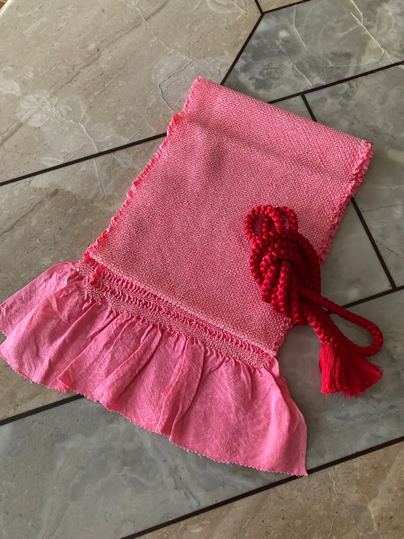 Thumbnail of Pink Frilly Obiage and Obijime Set for Seijinshiki (Coming-of-Age Ceremony) Furisode Kimono