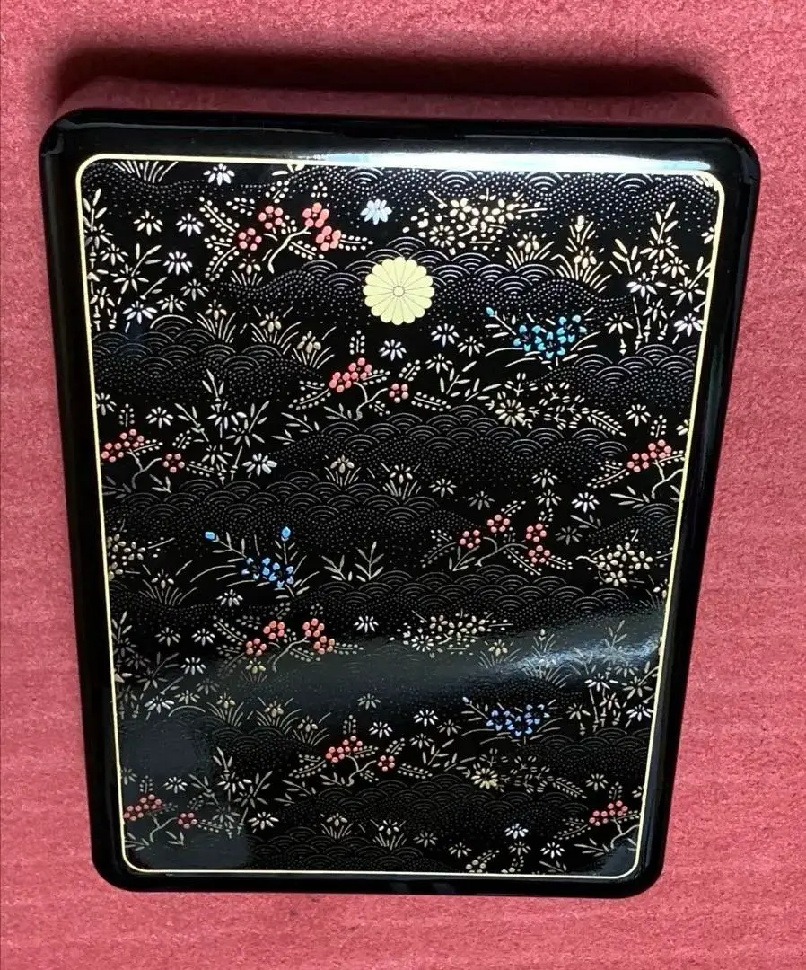 長期保管未使用品】会津漆器　黒華10.0　加伏文庫　手描蒔絵　箱 日本伝統工芸品 長期保管未使用品】会津漆器 黒華10.0 加伏文庫 手描蒔絵 箱