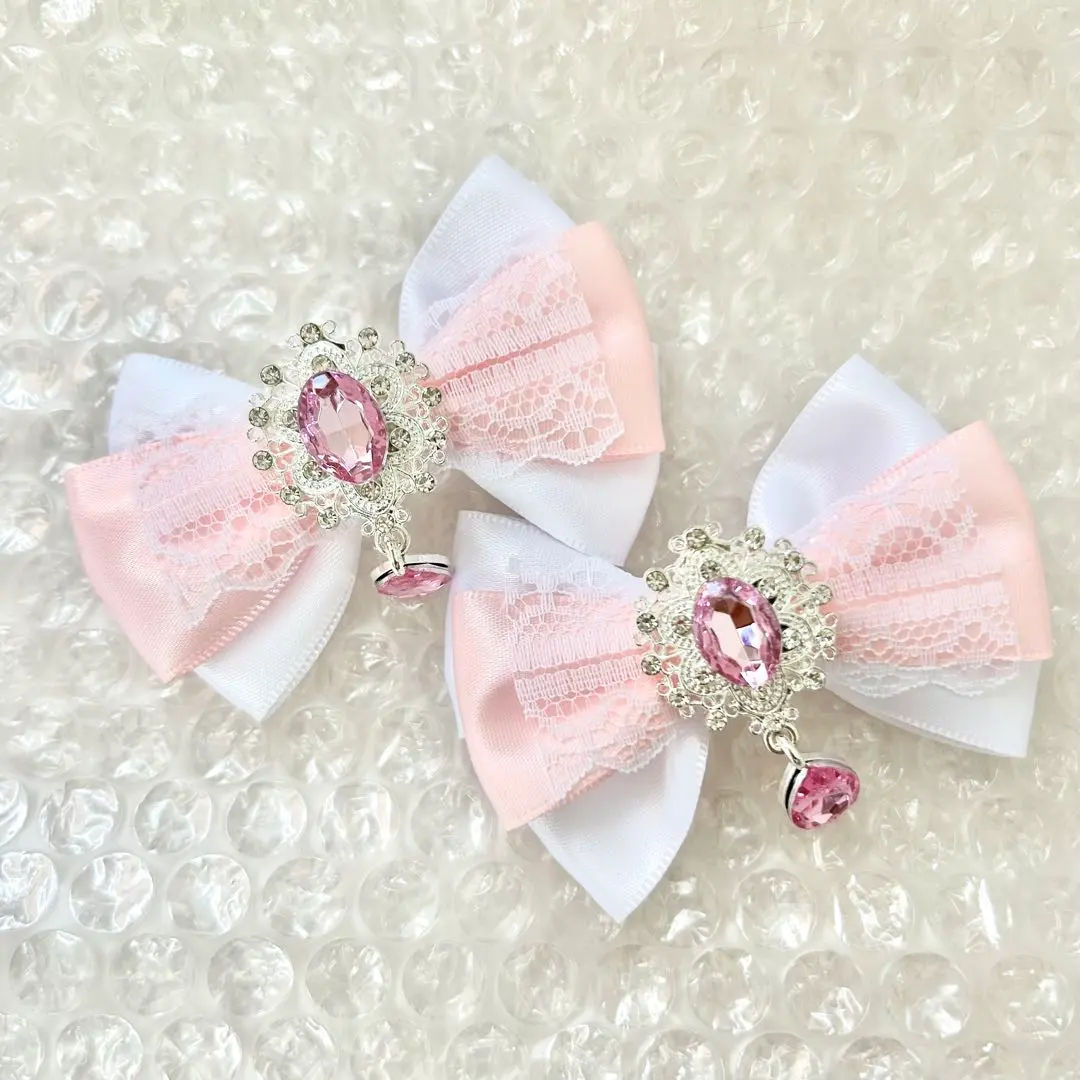 Thumbnail of Handmade Hair Ribbon Pink Peach Color Mass Production Style Oshikatsu (Supporting Your Favorite Idol/Character)