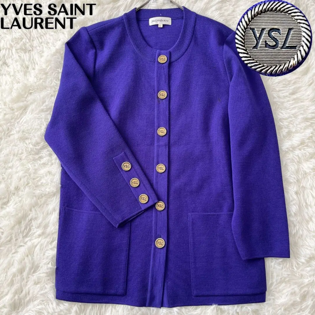 Yves Saint Laurent 長袖カーディガン ホワイト/ネイビー 楽天市場】サンローラン カーディガンの通販