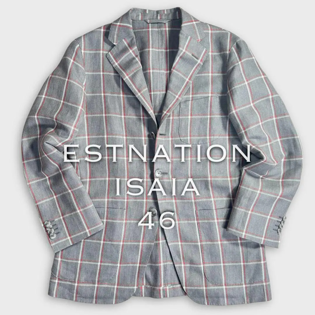 ISAIA イザイア テーラードジャケット チェック柄 メンズ イタリア製 ISAIA テーラードジャケット メンズ イサイア 中古 古着
