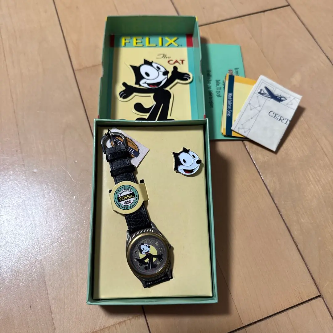 FELIX the Cat 限定腕時計 FOSSIL フィリックス陶器スタチュー フォッシル フィリックス・ザ・キャット 腕時計 紙タグ付き 缶