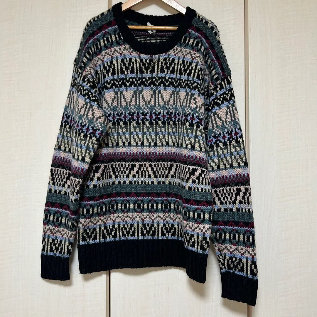 Thumbnail of Dimanche Geometric Pattern Nordic Pattern Knit Sweater Multicolor Vintage Clothing