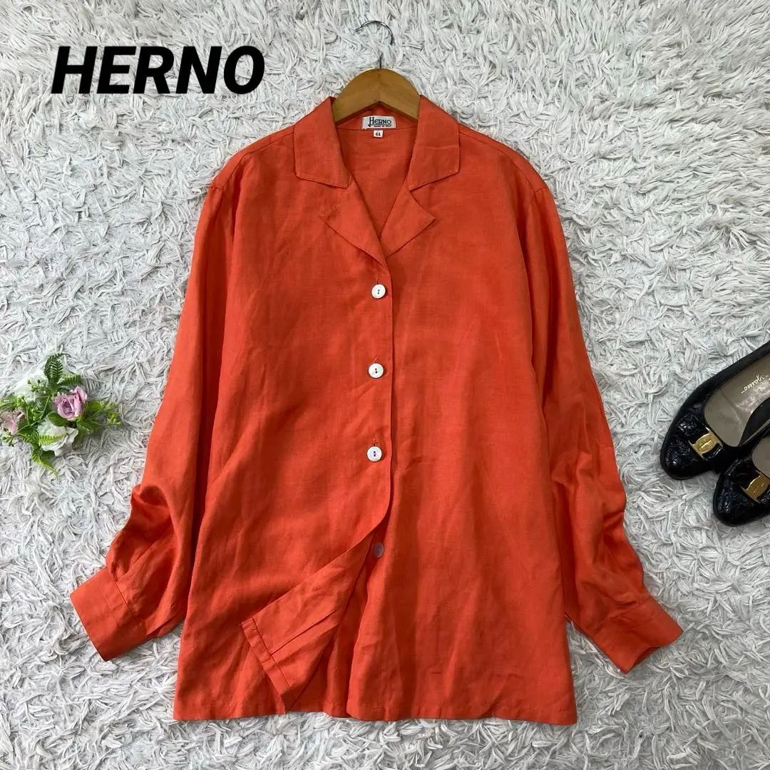 希少❗️ OLD HERNO ヘルノ 金ボタン 5部袖 ブラウス