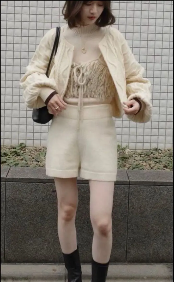 Eaphi ケーブルニットカーディガン アイボリー 的縮圖