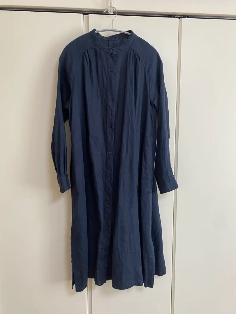 Thumbnail of 100% Linen Navy Shirt Dress Long Sleeve Zelal Size 11
