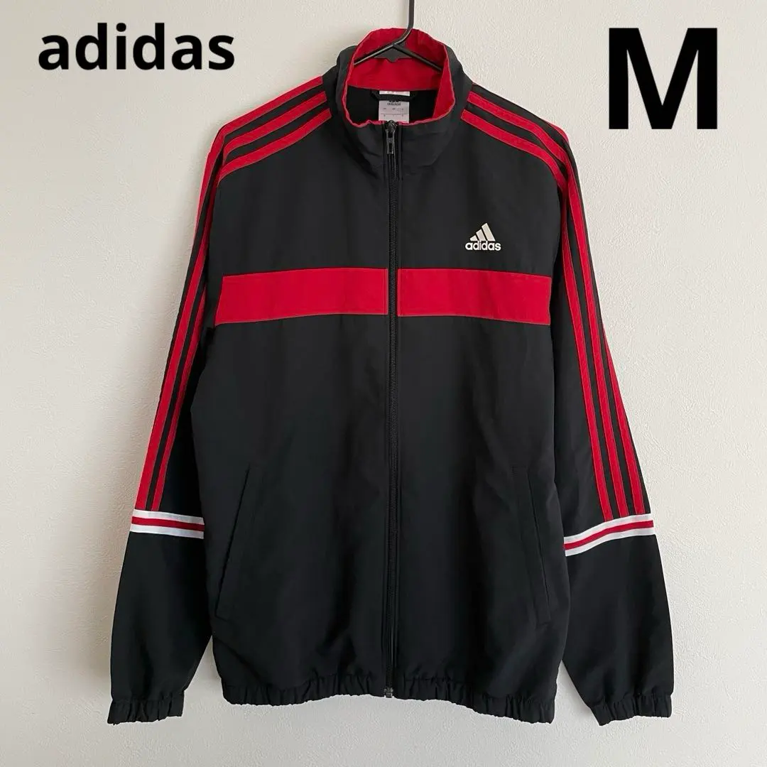 Thumbnail of Adidas Men's Lightweight Wind Jacket Black Red M Big Logo