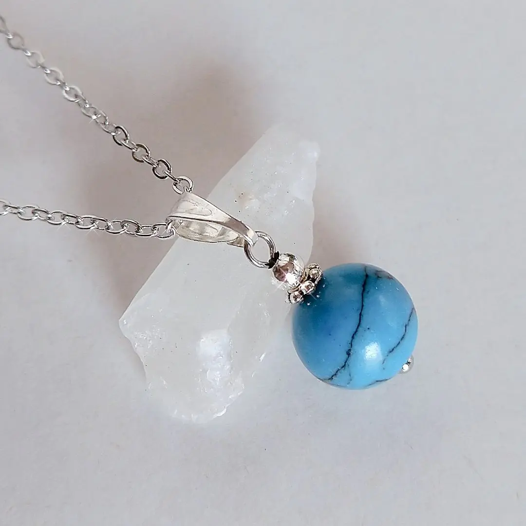 Thumbnail of Surgical Stainless Steel Necklace/Pendant with Turquoise, the December Birthstone