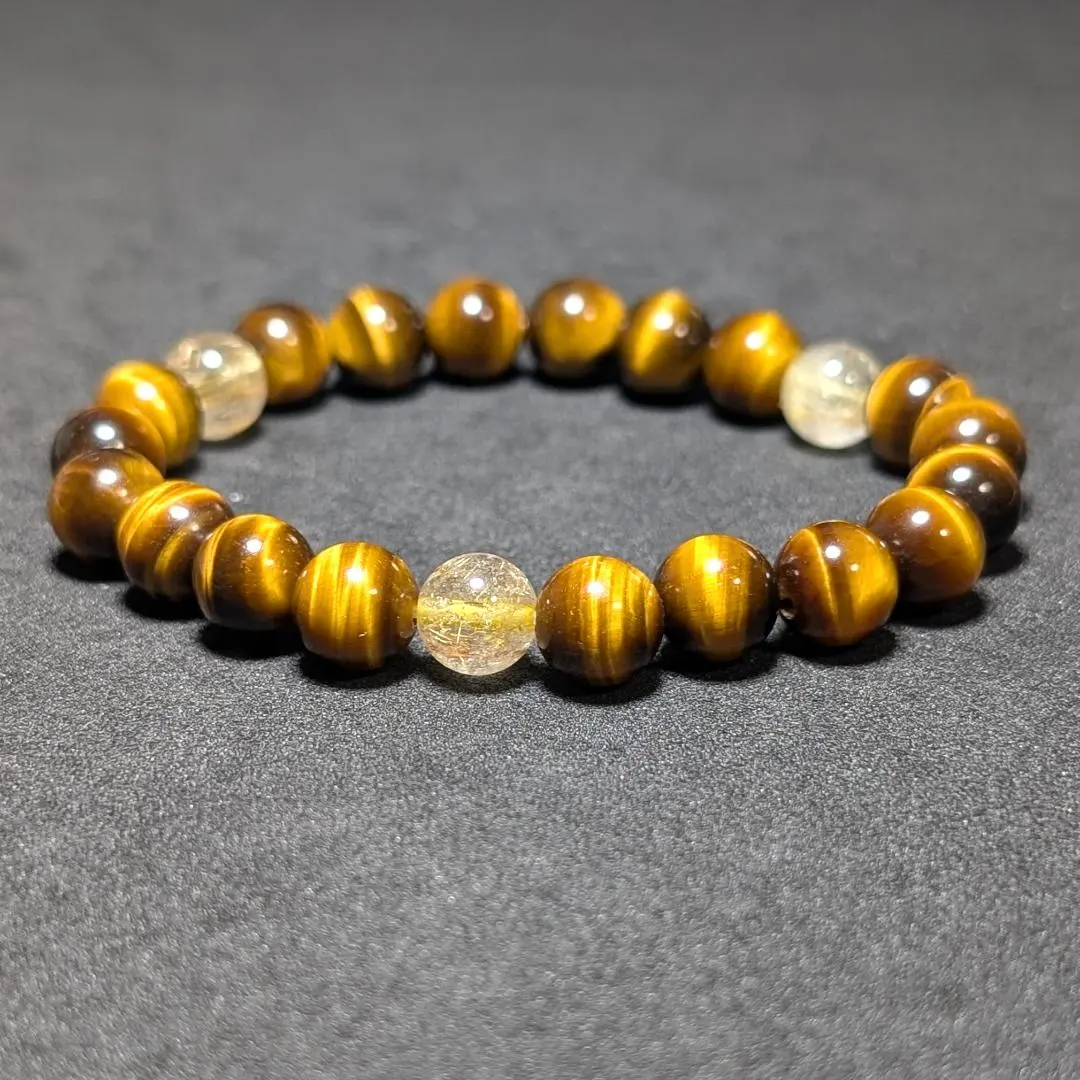 Thumbnail of Good fortune up ◎ Taichin Rutile Quartz x Tiger Eye Natural Stone Bracelet 8mm Women's