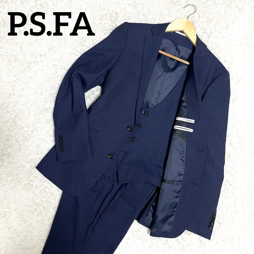 Thumbnail of ✨Excellent Condition✨ P.S.FA Business Suit Striped 3-Piece Navy L Size