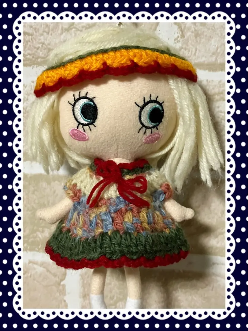 Thumbnail of E-ma Lee Size 17 Handmade Doll Clothes: Hand-knitted Headband and One-piece Dress