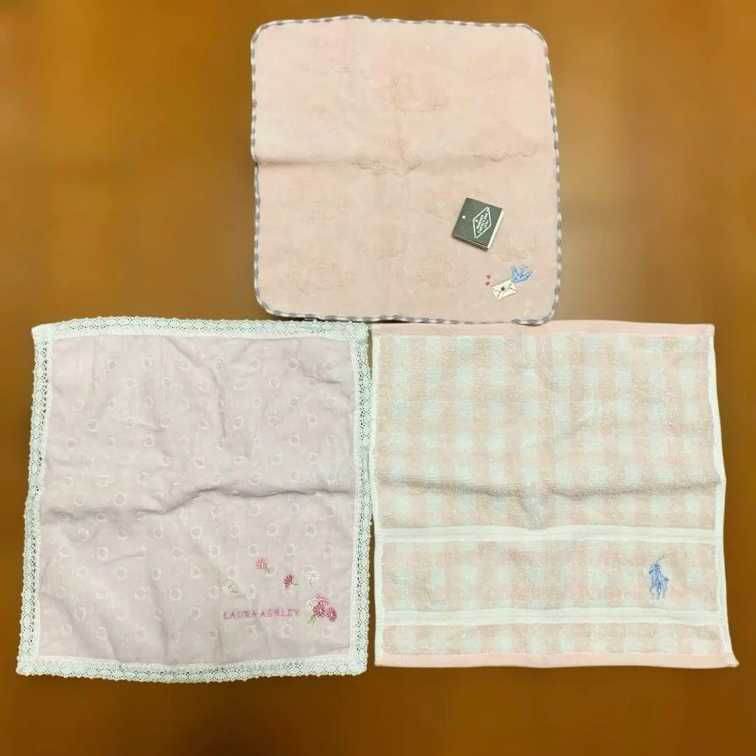Thumbnail of New, Unused LAURA ASHLEY and others Pink Towel Handkerchief Set of 3