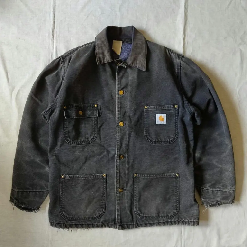 Thumbnail of 90s USA Made Carhartt Chore Coat Faded Black CB105