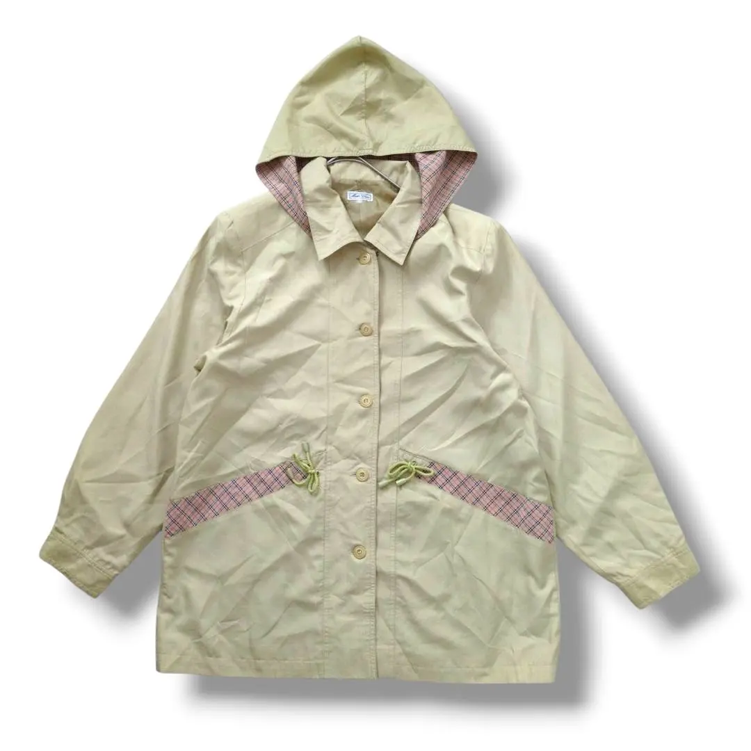 連帽外套 米色 風衣 復古 女款 M 碼 的縮圖