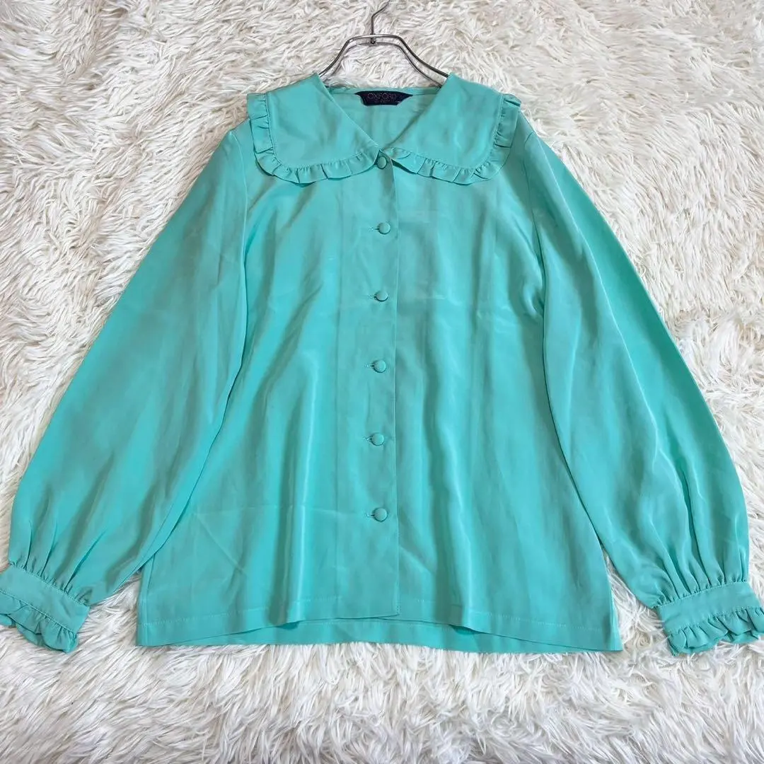 Thumbnail of Excellent condition ✨ Oxford long-sleeved frill shirt, round collar, sheer, elegant, and beautiful
