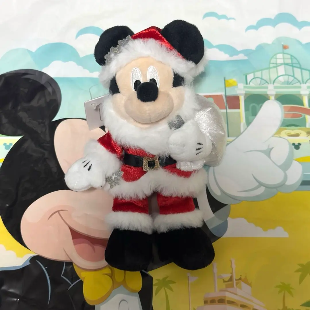 【新品未使用】ミッキー　ミニー　クリスマス　ぬいぐるみキーホルダー・キーチェーン ミニー ぬいぐるみバッジ ディズニークリスマス 2024 ディズニー