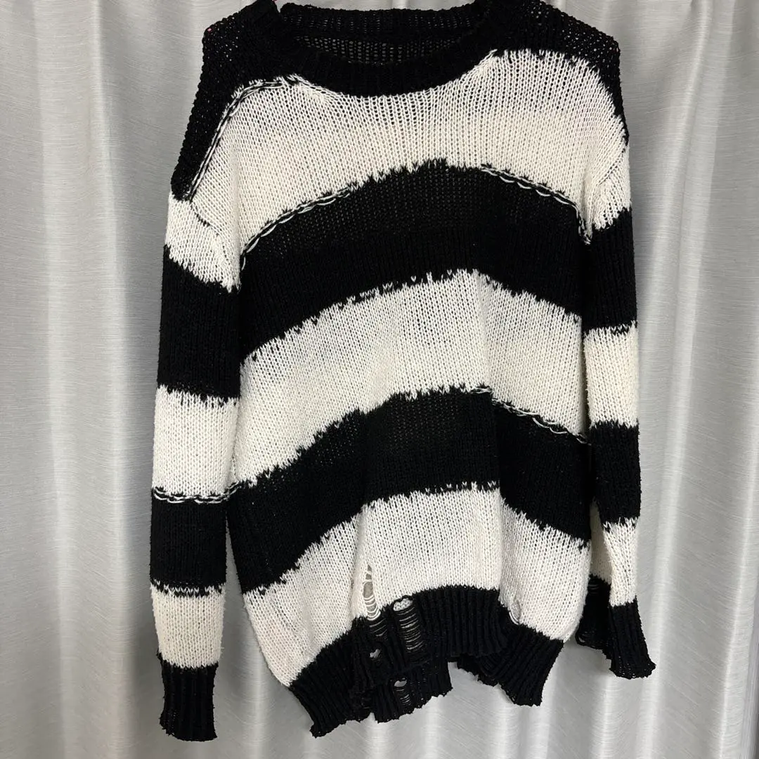 Thumbnail of Border Knit Grunge Black White Women's