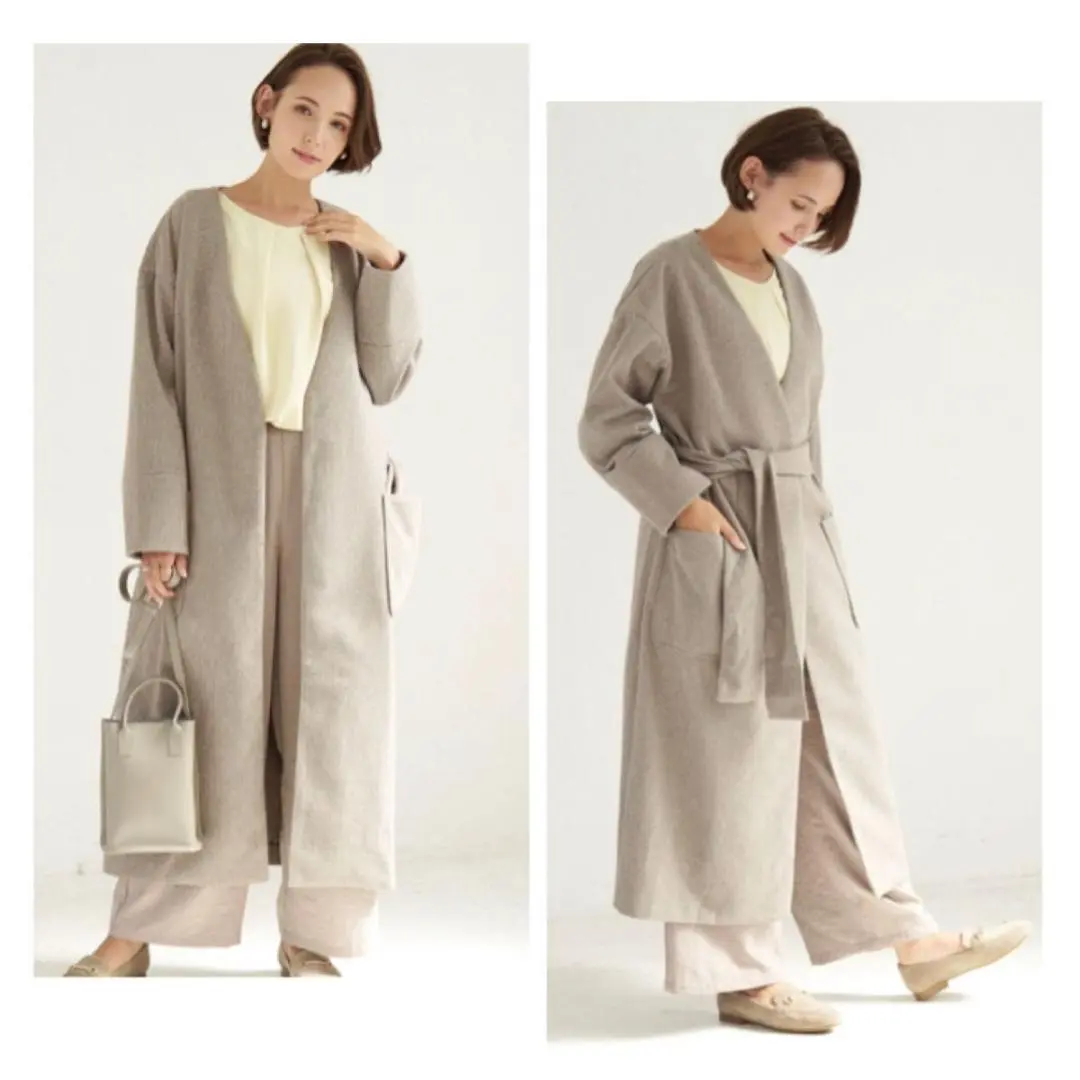 Thumbnail of New, sophisticated, relaxed feel, autumn/winter outerwear, jacquard check gown long coat, XL